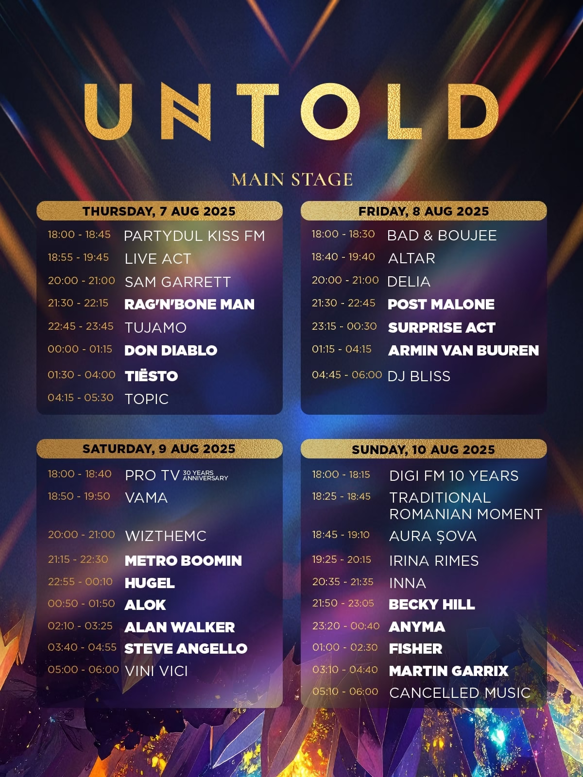 Timetable UNTOLD X